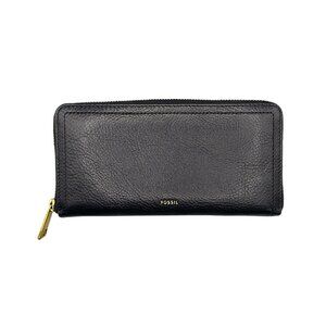 Fossil Black Leather RFID Zip Around Wallet Wristlet – SL7831